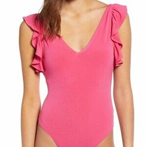 Leith Flutter sleeve bodysuit in pink Size 2X‎